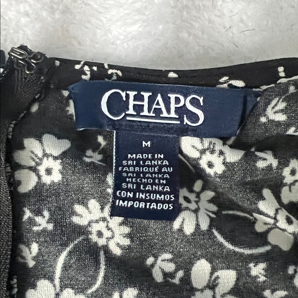 Chaps Women’s Floral Lightweight Long Sleeve Black Dress - M - Picture 7 of 11